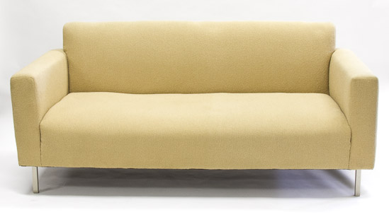 6' Mid-century Cream Couch with Silver Legs $75