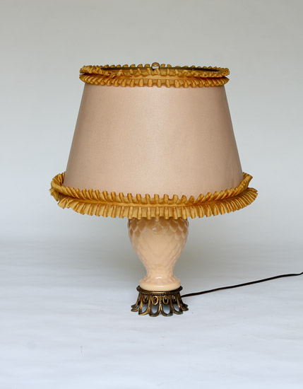 Peach Lamp with Shirred Trim $15